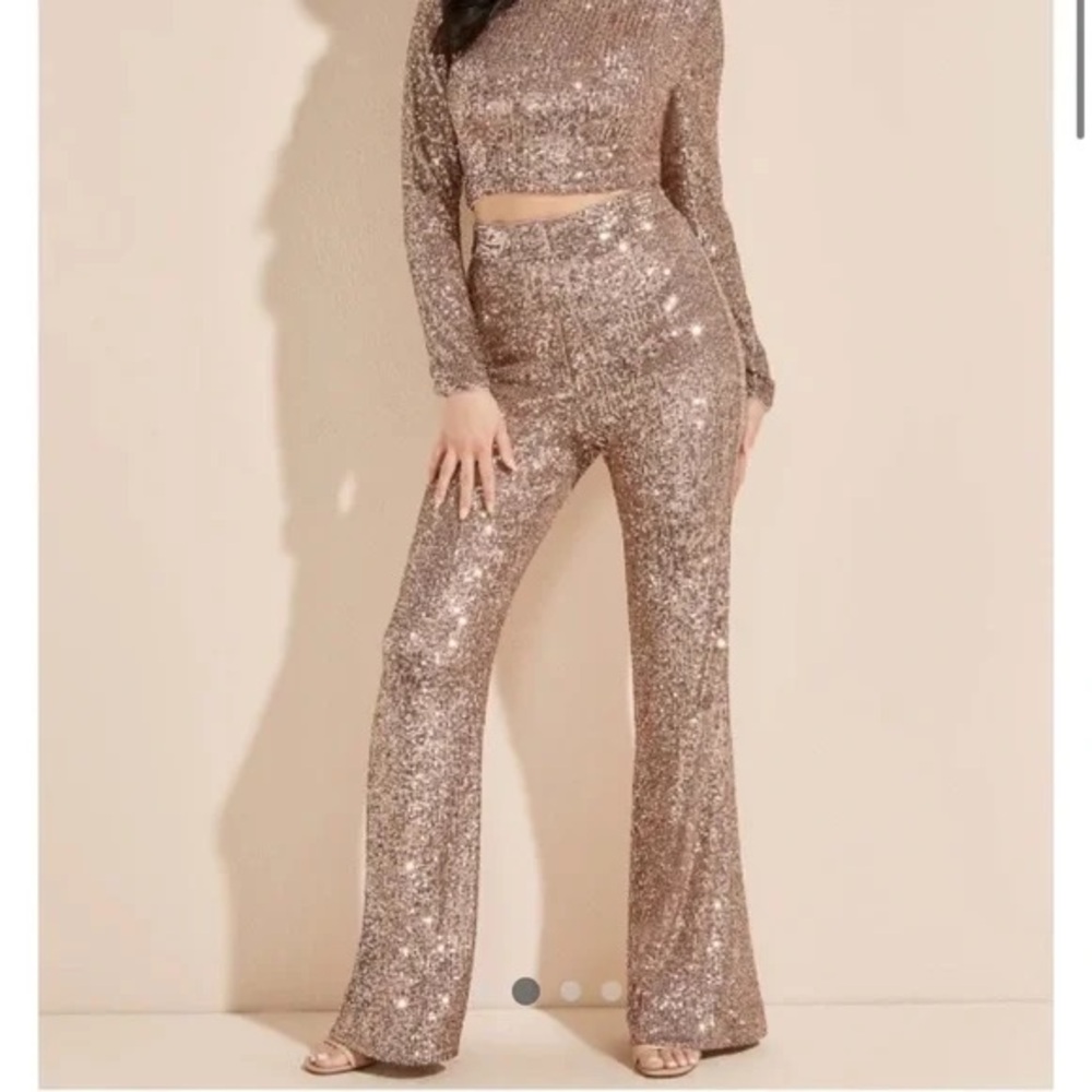 Guess Marciano Moonlight Pink sequin flare pants